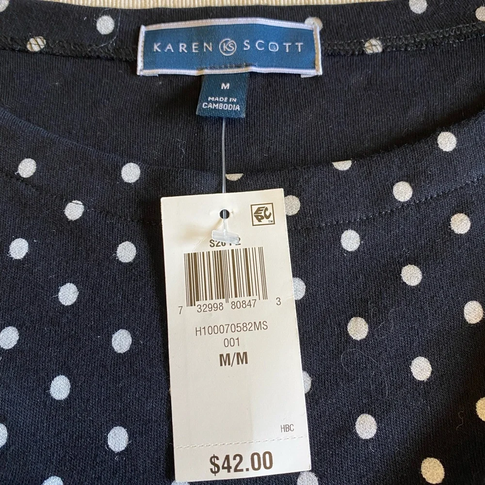 Karen Scott black and white polka dot top - Picture 4 of 4